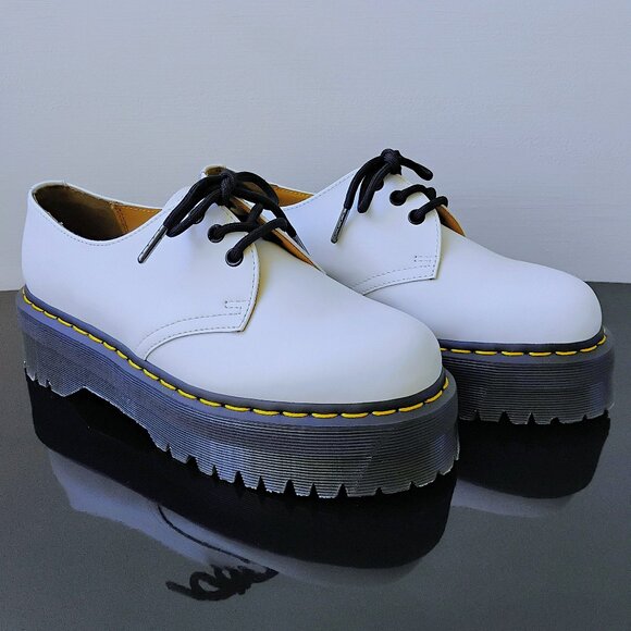 Dr. Martens Men\'s Quad Platform Derby in Beautiful Classic White main image 11